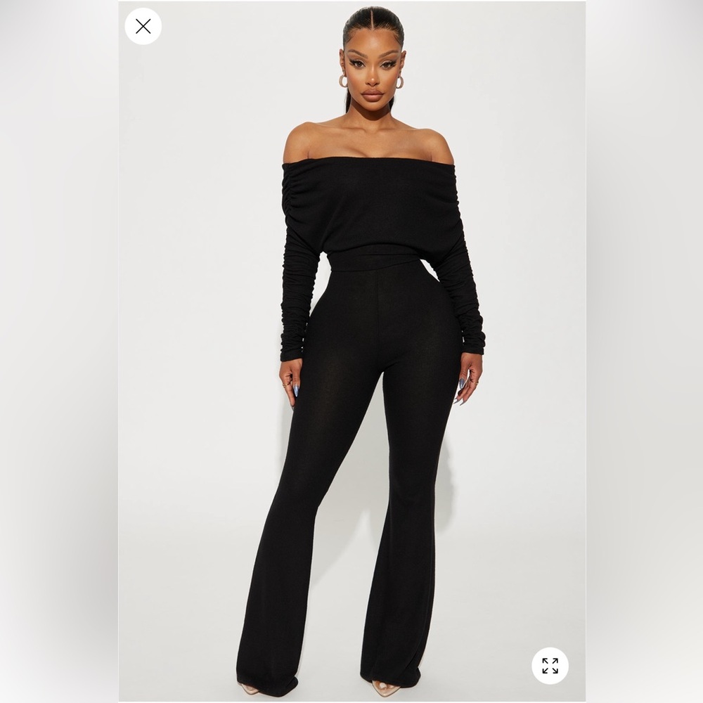 Yasmine Off Shoulder Sweater Jumpsuit - Black